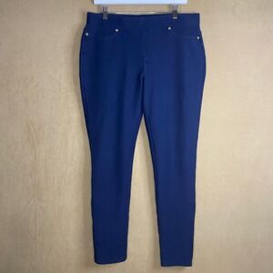 Michael Kors Womens Blue Stretch Leggings Pants Pockets Comfort Pull On Sz L EUC